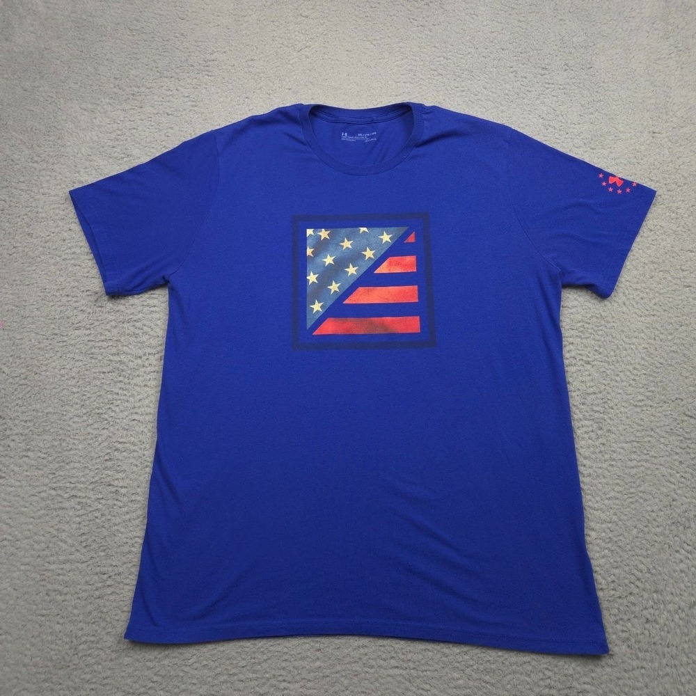 Under Armour HeatGear Freedom Flag Shirt Mens 2XL Blue Patriotic Tee